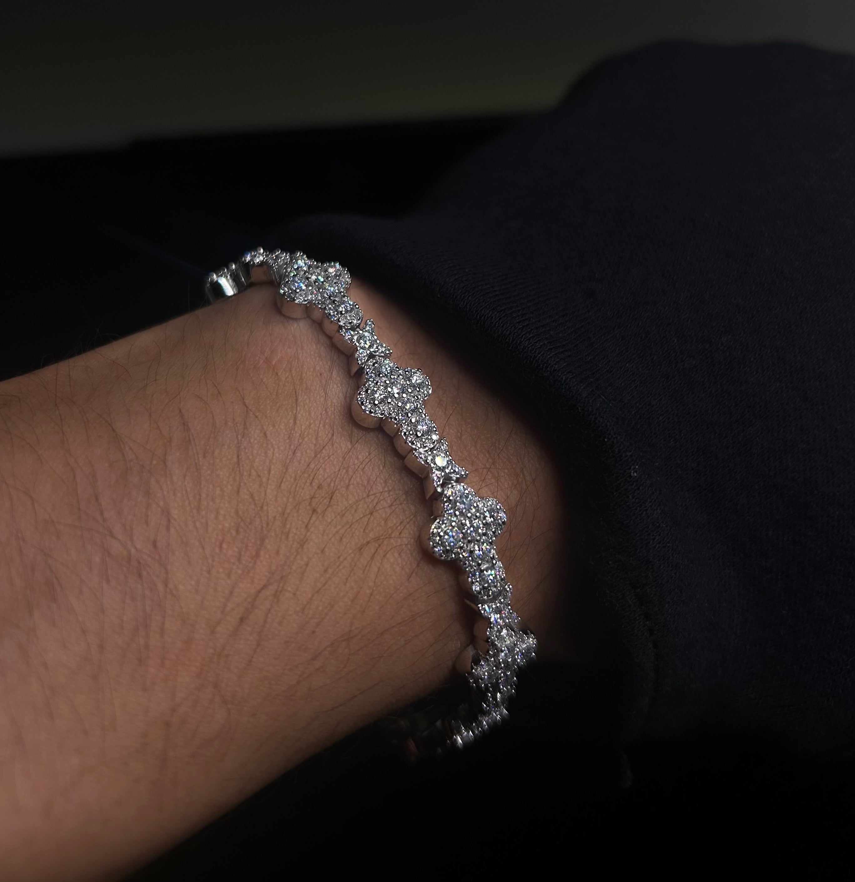 Cross Iced Bracelet 10MM – 925 Sterling Silver (7.5”)