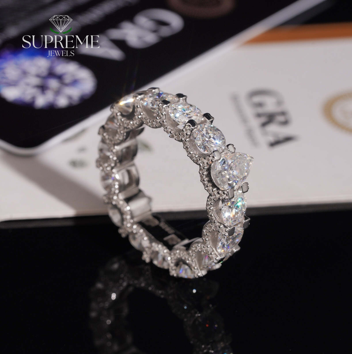 Pear Eternity Moissanite Ring 5mm