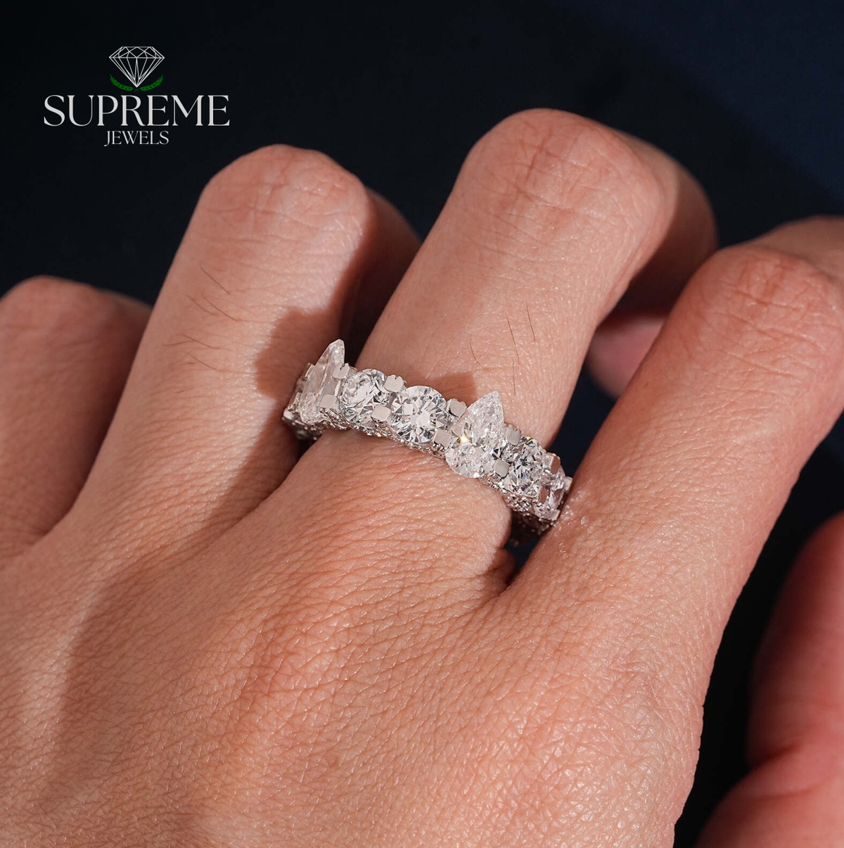 Pear Eternity Moissanite Ring 5mm