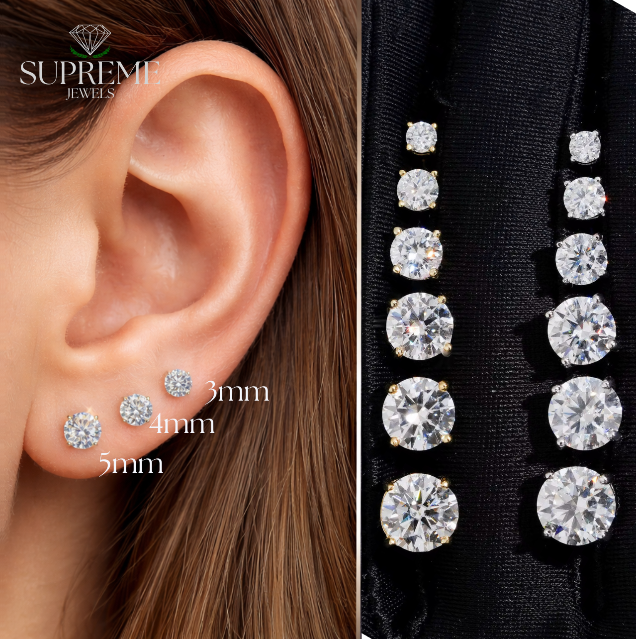 Moissanite Stud Earrings (3mm-7.5mm)
