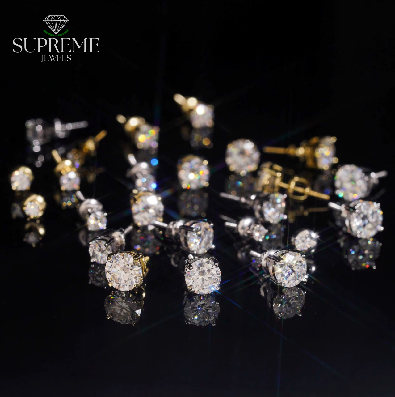 Moissanite Stud Earrings (3mm-7.5mm)