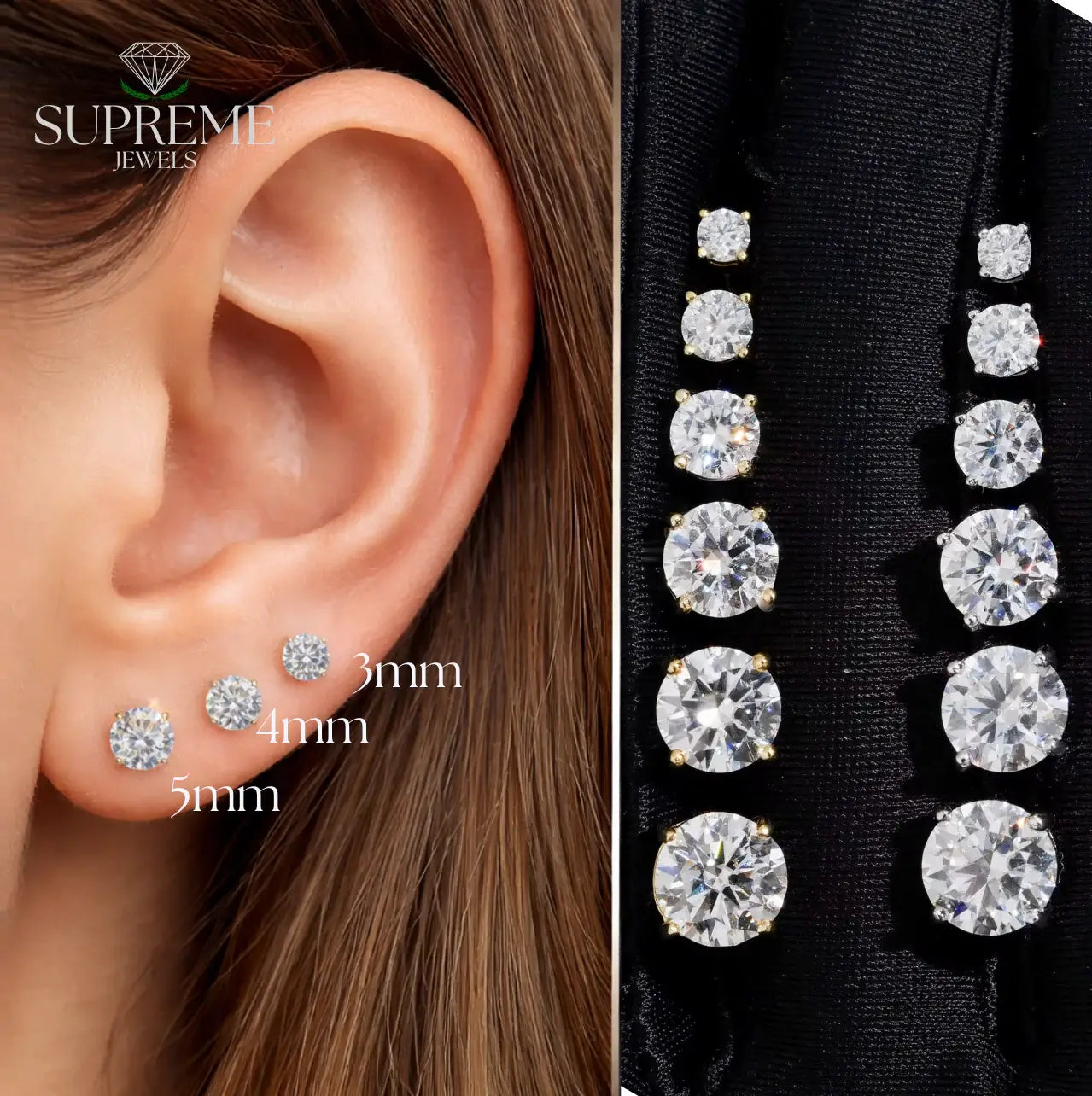 Moissanite Stud Earrings (3mm-7.5mm)
