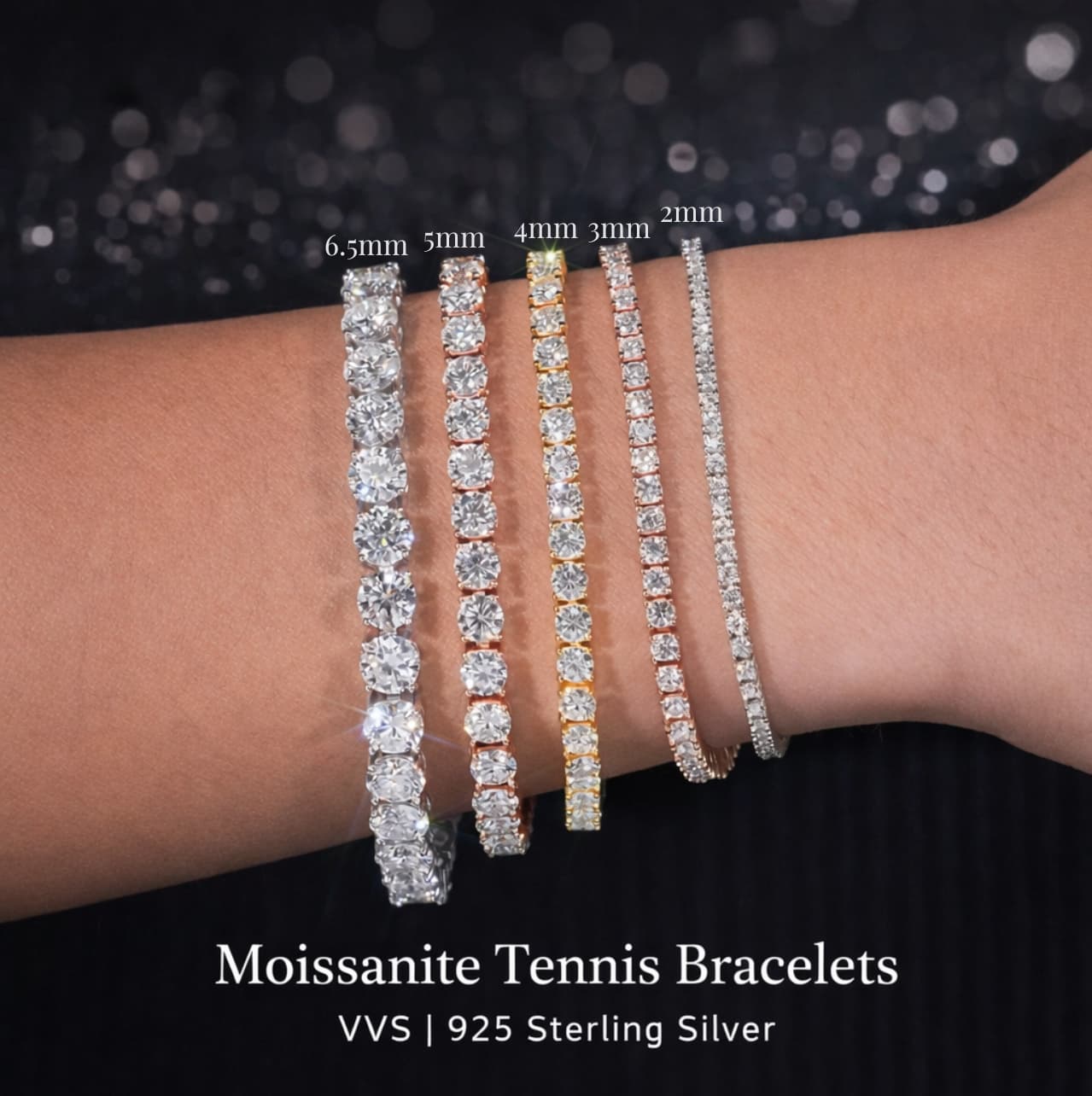VVS Moissanite Tennis Bracelet 2mm-6.5mm