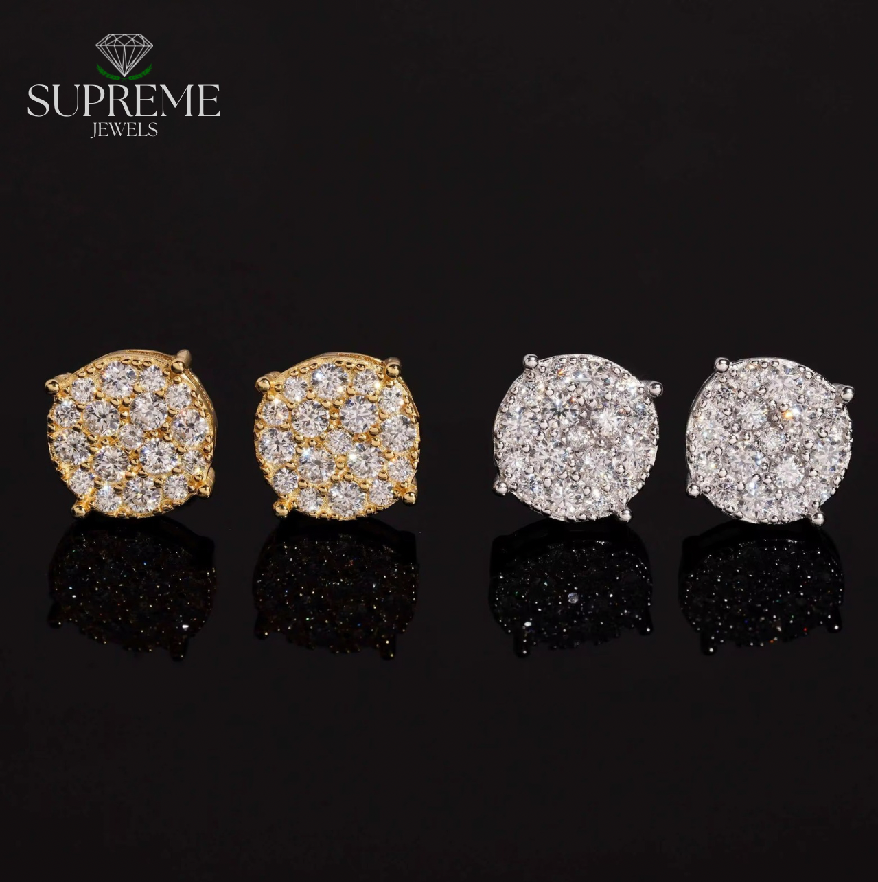 Round Moissanite VVS
Cluster Stud