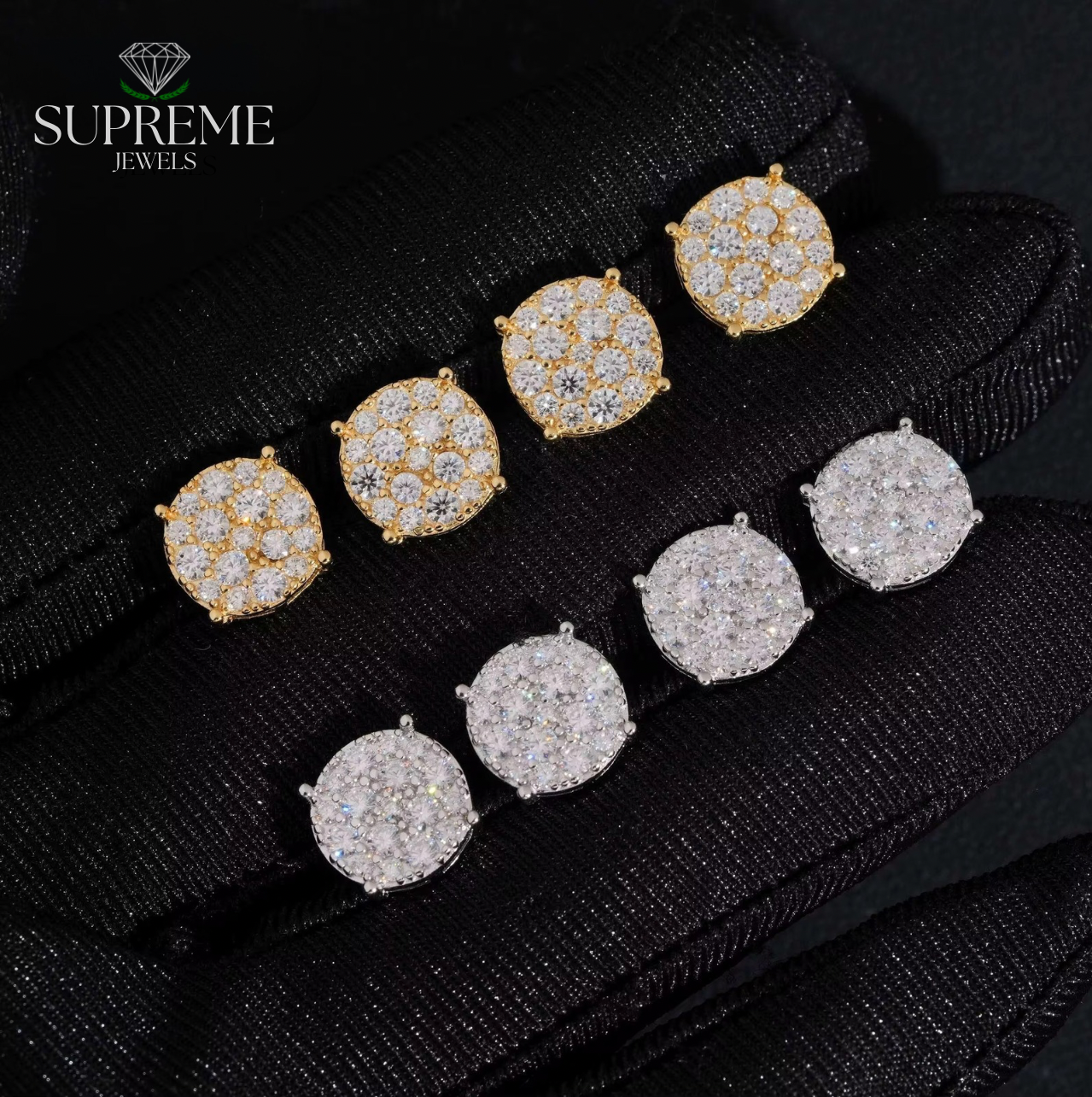 Round Moissanite VVS
Cluster Stud