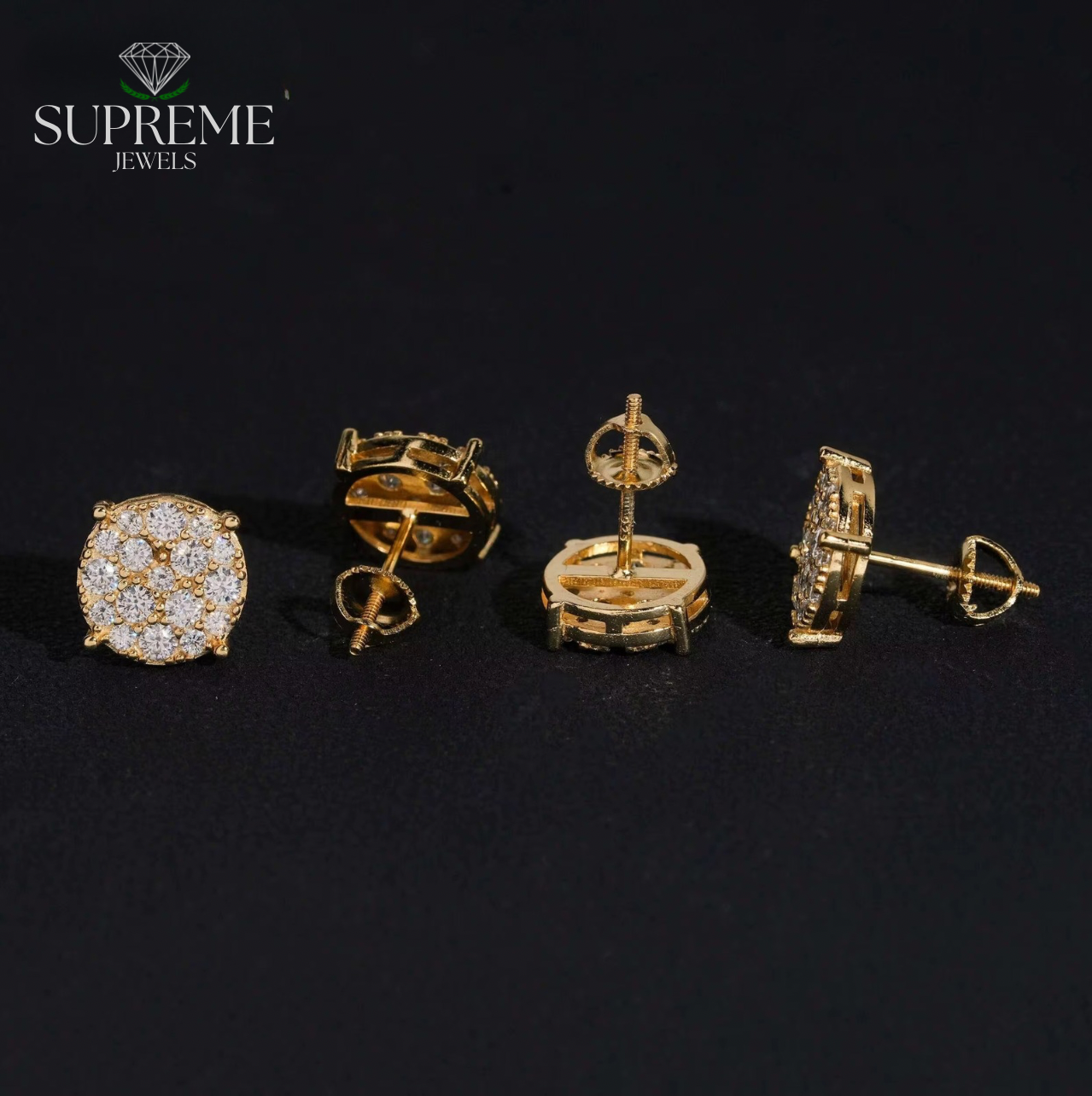 Round Moissanite VVS
Cluster Stud