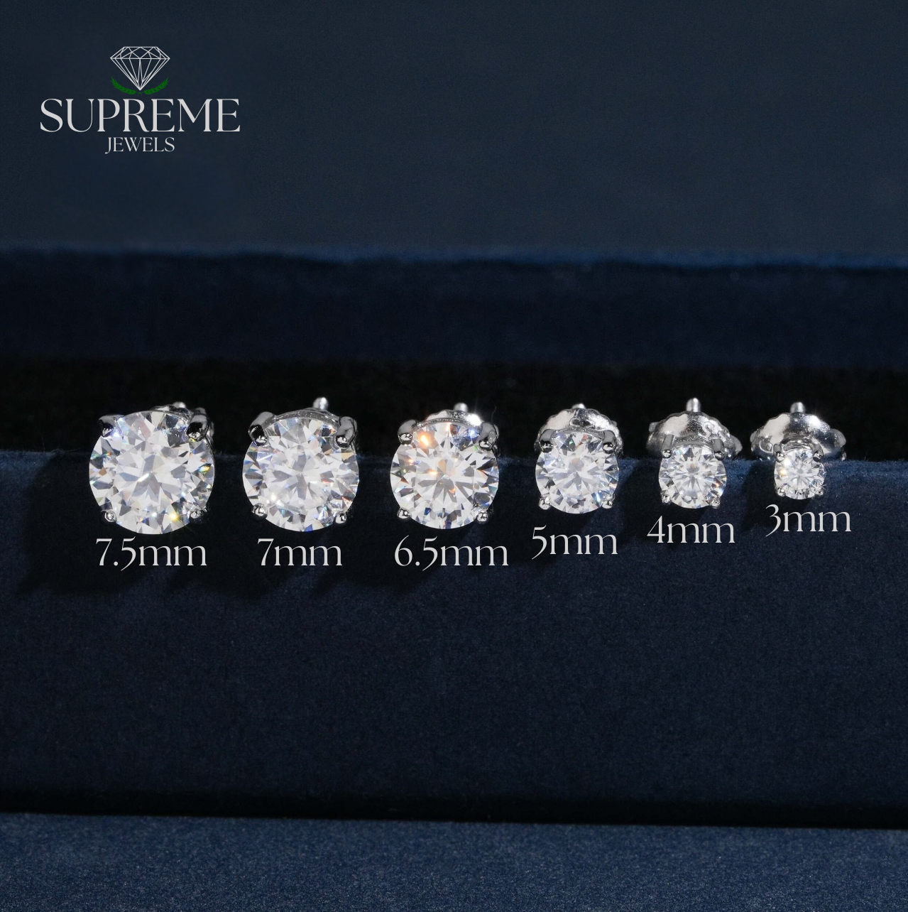 Moissanite Stud Earrings (3mm-7.5mm)